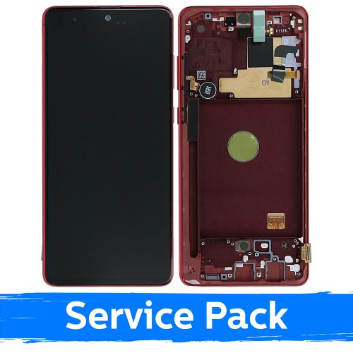 LCD Ekraan Ühildub Samsung N770 Note 10 Lite Koos Frame / Aura Punane / (Service Pack)