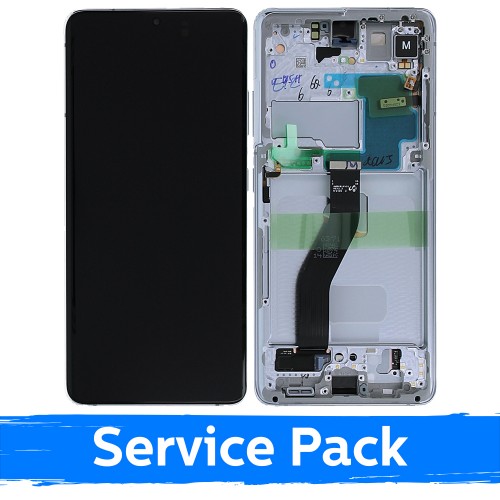 LCD Ekraan Ühildub Samsung G998 S21 Ultra Koos Frame / Phantom Hõbedane / (Service Pack)