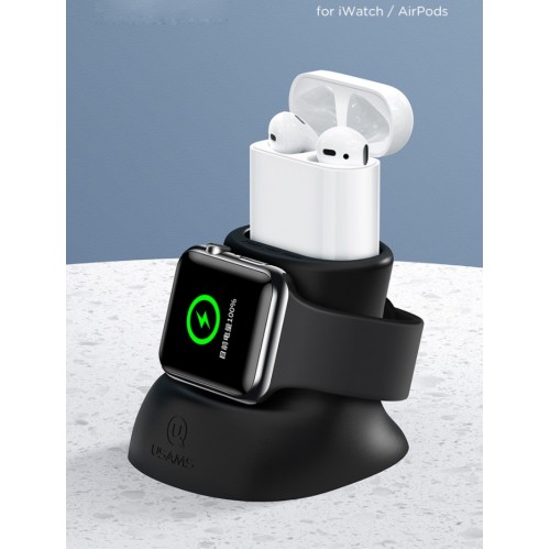 Phone Ümbris USAMS "ZJ051" Must 2in1 (jaoks iWatch / AirPods chargers) Silicone Must