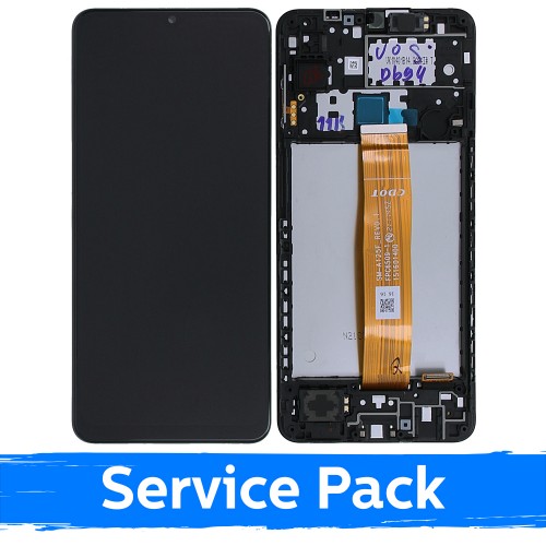 LCD Ekraan Ühildub Samsung A125 A12 Must Koos Frame (Service Pack)
