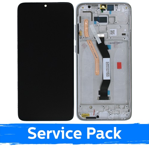 LCD Ekraan Ühildub Xiaomi Redmi Note 8 Pro Koos Frame / Valge / (Service Pack)