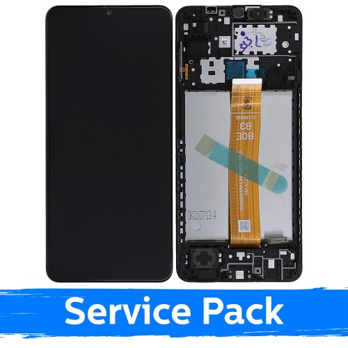 LCD Ekraan Ühildub Samsung A127 A12s (Nacho) Must Koos Frame (Service Pack)