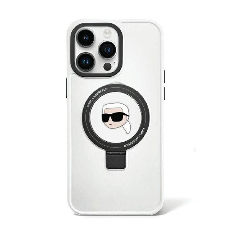 Karl Lagerfeld KLHMP15LHMRSKHH iPhone 15 Pro 6.1" valge/valge hardcase Ring Stand Karl Head MagSafe