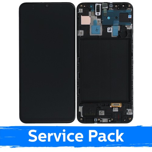 LCD Ekraan Ühildub Samsung A305 A30 Must Koos Frame (Service Pack)