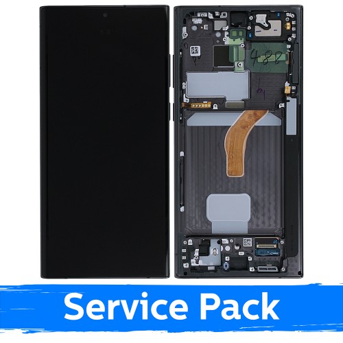 LCD Ekraan Ühildub Samsung S908 S22 Ultra Koos Frame / Phantom Must / (Service Pack)