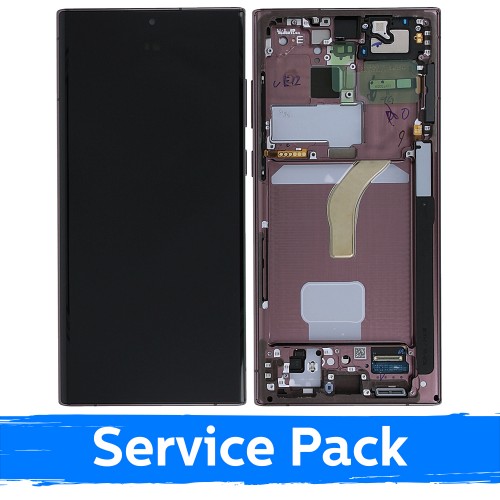 LCD Ekraan Ühildub Samsung S908 S22 Ultra Koos Frame / Burgundy / (Service Pack)