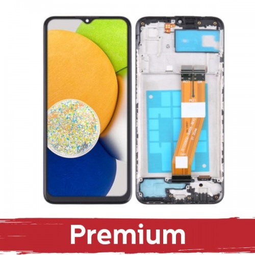 LCD Ekraan Ühildub Samsung A035F A03 non-EU Must koos Frame OEM