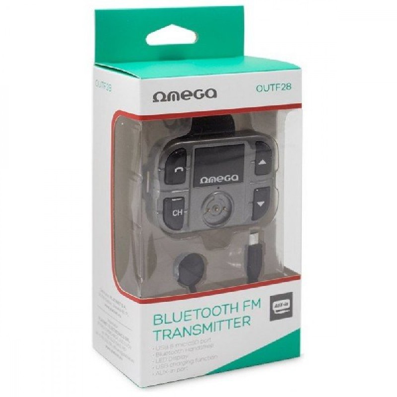 FM modulaator Omega OUTF28 (AUX, SD, USB, LCD)