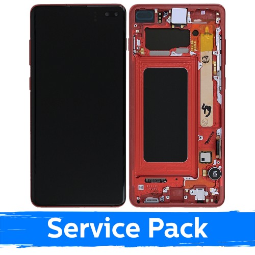 LCD Ekraan Ühildub Samsung G975 S10 Plus Koos Frame / Cardinal Punane / (Service Pack)