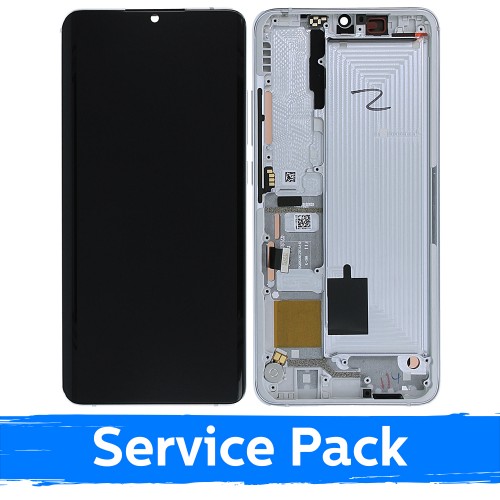 LCD Ekraan Ühildub Xiaomi Mi Note 10 (Note 10 Pro / Note 10 Lite) Koos Frame / Glacier Valge / (Service Pack)