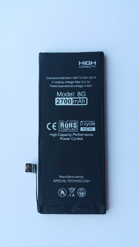 Aku "Di-Power" (higher capacity) jaoks iPhone 8 2700mAh