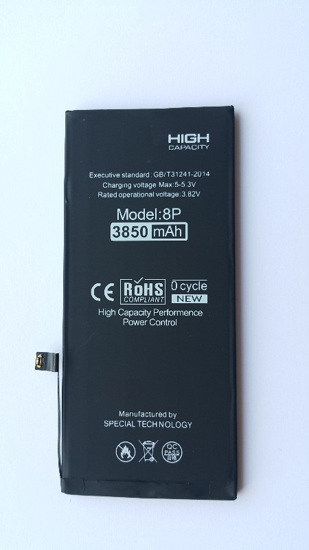 Aku "Di-Power" (higher capacity) jaoks iPhone 8 Plus 3850mAh