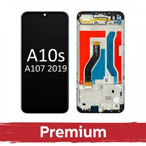 LCD Ekraan Ühildub Samsung A107 A10s Must koos Frame OEM