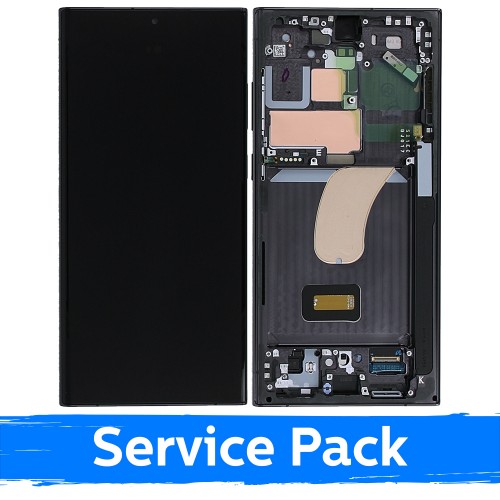 LCD Ekraan ühilduv Samsung S918 S23 Ultra raamiga / Phantom must (punane) (Graphite) / (Service Pack)