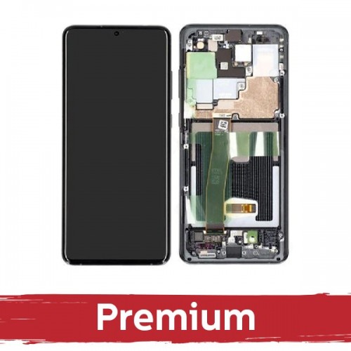 LCD ekraan ühilduv Samsung G988 S20 Ultra raamiga / Cosmic Grey / OEM