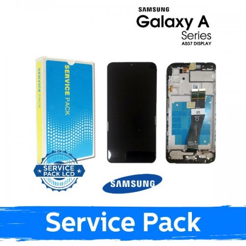 LCD ekraan ühilduv Samsung A037F A03s non-EU Must raamiga (Service Pack)