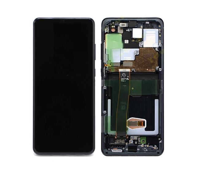LCD экран Samsung G988 S20 Ultra с сенсорным экраном и рамкой Cosmic Black оригинал (сервисная упаковка)