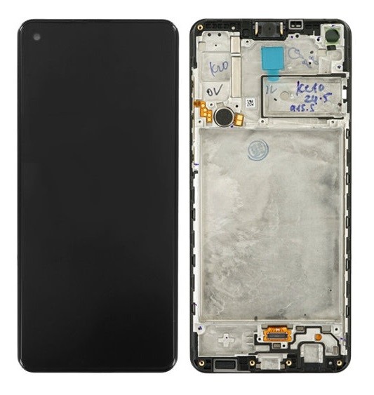 LCD screen Samsung A217F A21s koos touch screen ja frame Must original (service pack)