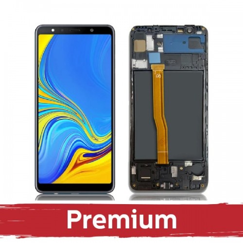 LCD ekraan ühilduv Samsung A750 2018 A7 must raamiga OEM