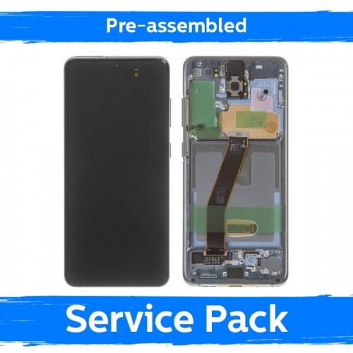 LCD ekraan ühilduv Samsung G980 (G981) S20 raamiga / Cosmic Gray / (Eelkokkupandud Service Pack)