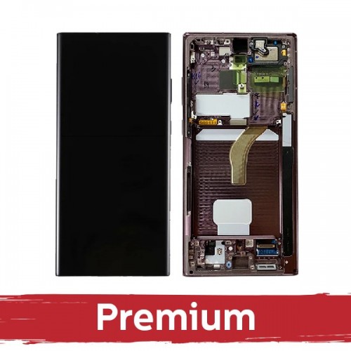 LCD ekraan ühilduv Samsung S908 S22 Ultra raamiga / valge / OEM