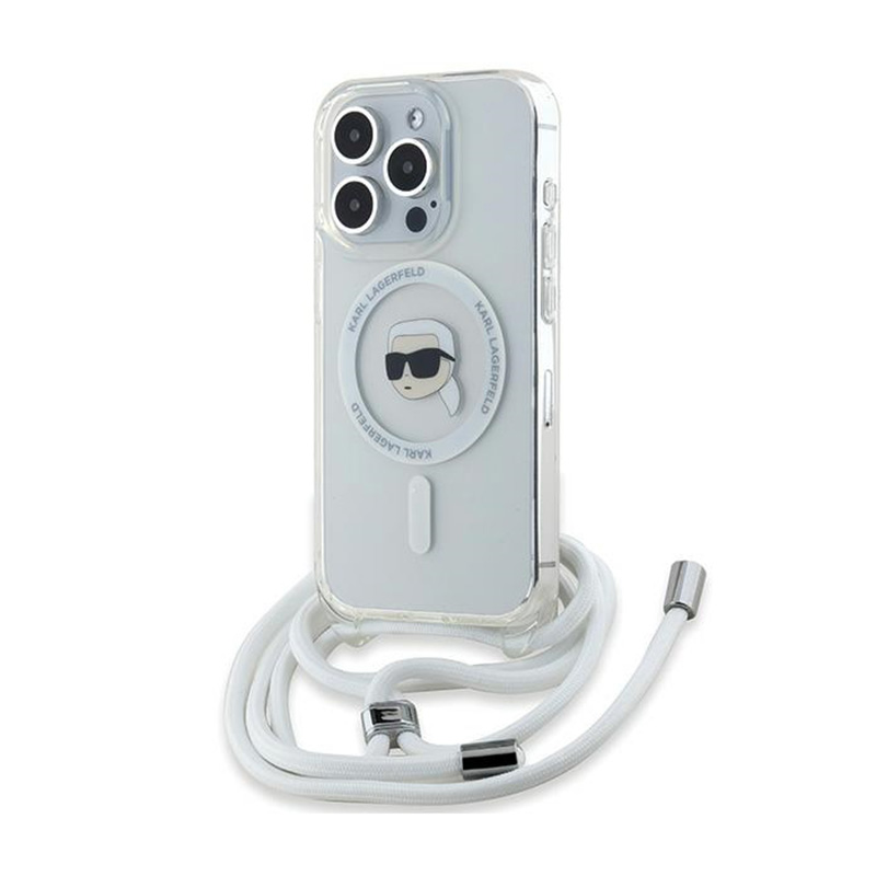 Karl Lagerfeld Crossbody IML Karl Head MagSafe ümbris jaoks iPhone 15 Pro - läbipaistev
