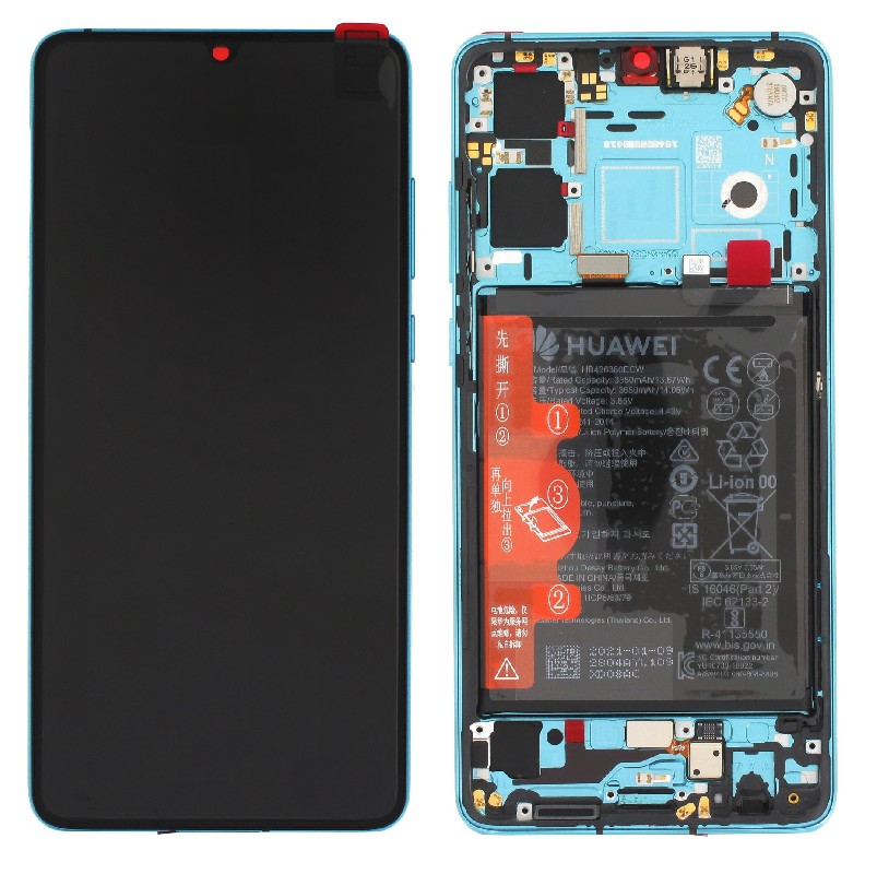 LCD screen Huawei P30 (new version 2021) koos touch screen koos frame ja aku Aurora original (service pack)