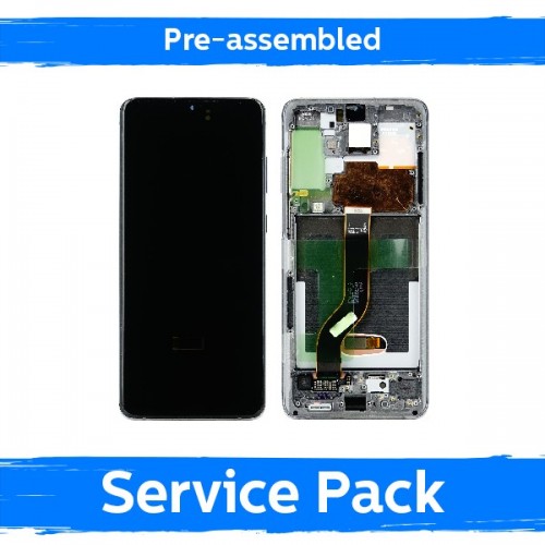LCD ekraan ühilduv Samsung G986 (G985) S20 Plus raamiga / Cosmic Gray / (Eelkokku pandud Service Pack)