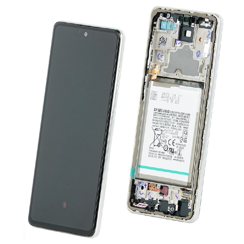 LCD ekraan Samsung A725/A726 A72 4G/5G 2021 puuteekraani, raami ja akuga valge originaal (service pack)