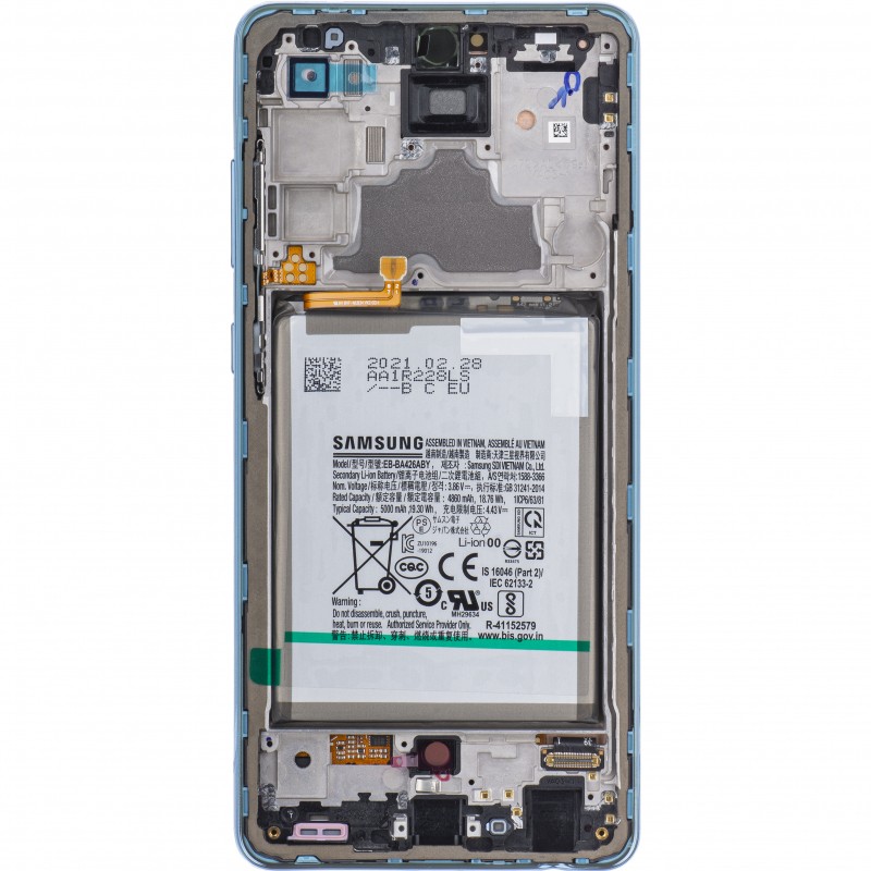 LCD ekraan Samsung A725/A726 A72 4G/5G 2021 puuteekraani, raami ja akuga sinine originaal (service pack)