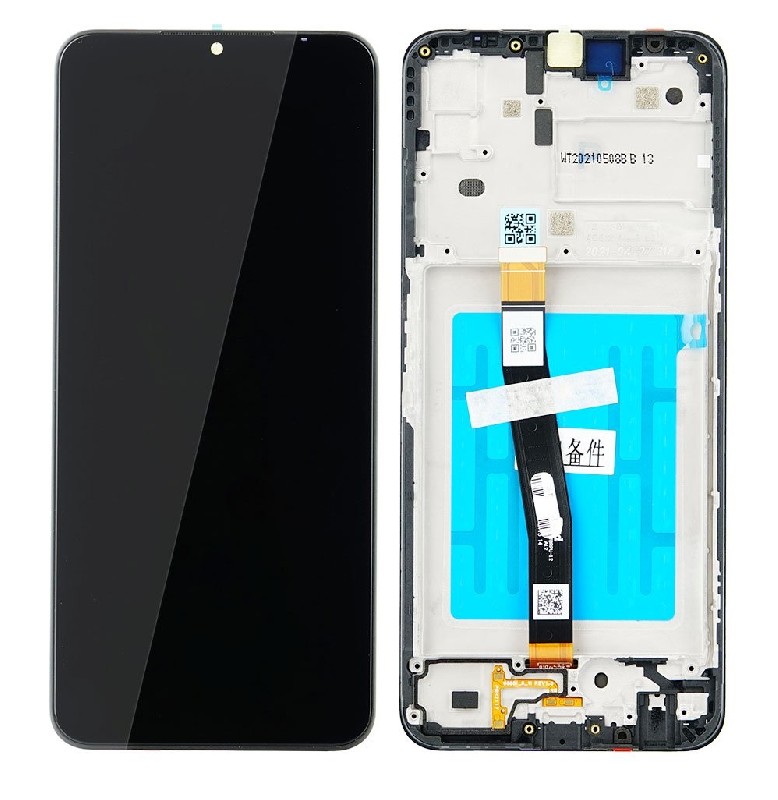 LCD screen Samsung A226 A22 5G koos touch screen ja frame Must original (service pack)