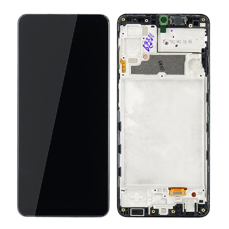 LCD screen Samsung A225 A22 4G koos touch screen ja frame Must original (service pack)