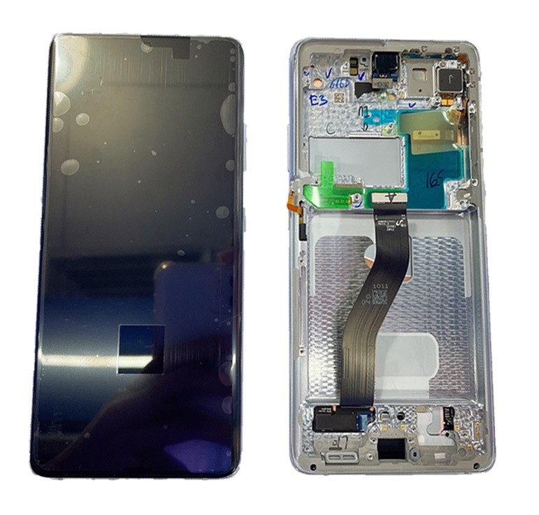 LCD screen Samsung G998 S21 Ultra koos touch screen ja frame Phantom Hõbedane original (assembled service pack)