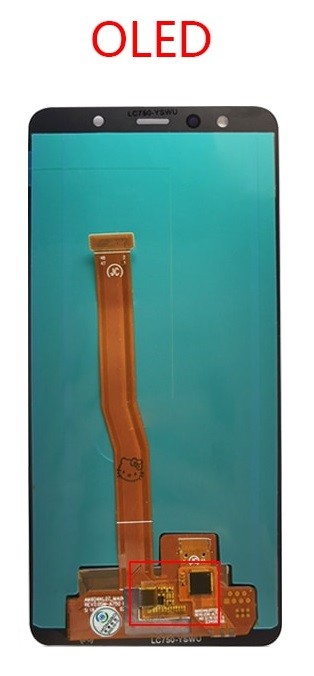 LCD screen Samsung A750 A7 2018 koos touch screen Must OLED (real size)