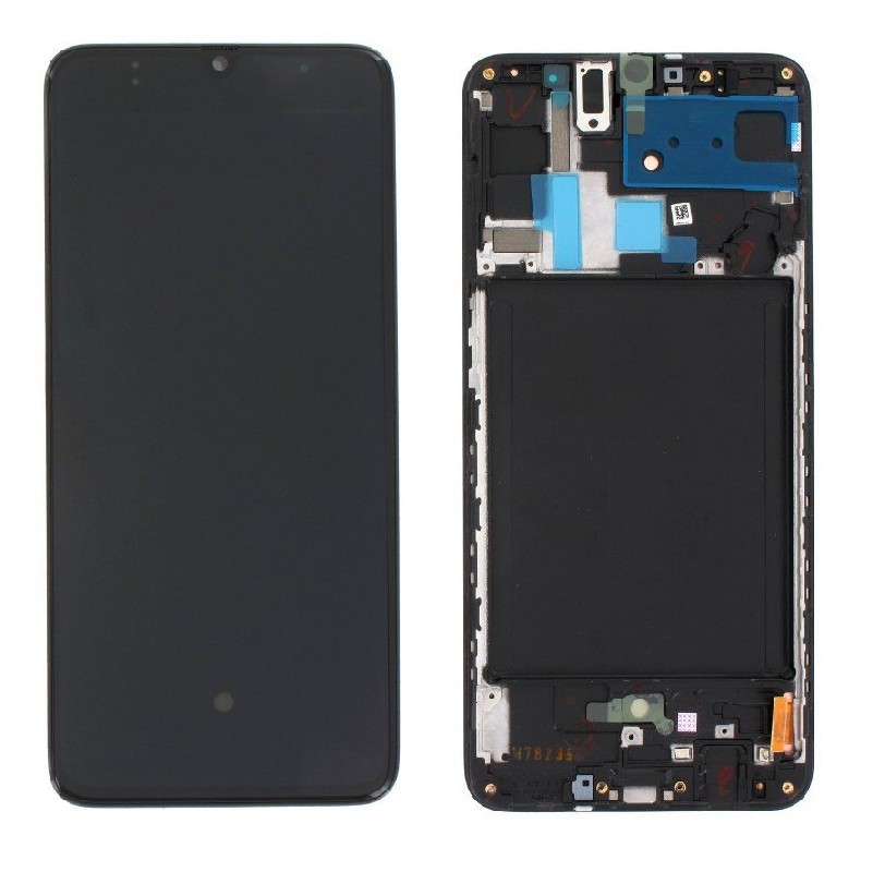 LCD ekraan Samsung A705 A70 2019 puuteekraani ja raamiga must OLED (tegelik suurus)