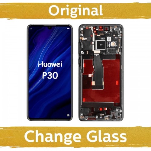 LCD ekraan ühilduv Huawei P30 raamiga / must / (uuendatud: Hiina)