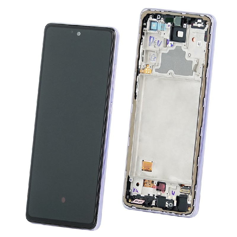 LCD экран Samsung A725/A726 A72 4G/5G с сенсорным экраном и рамкой фиолетовый оригинал (сервисная упаковка)