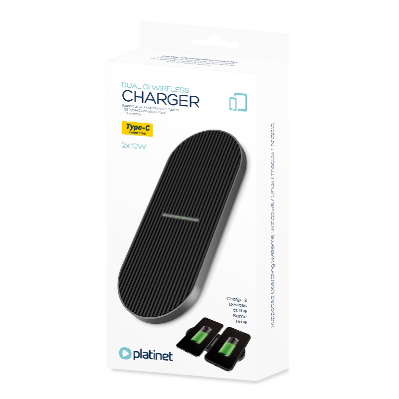 Juhtmevaba charging station Platinet (PWCDB) (2x10W) must