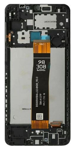 LCD screen Samsung A127 A12s 2021 koos touch screen ja frame Must original (service pack)