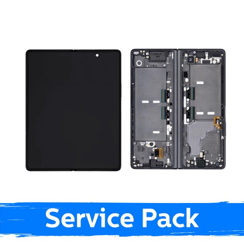 LCD ekraan ühilduv Samsung F916 Z Fold2 (INNER) raamiga / Mystic Black / (Service Pack)