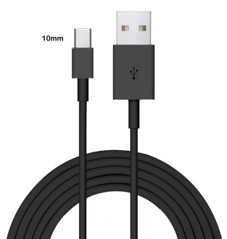 USB kaabel Type-C 10mm oblong Must HQ (1M)