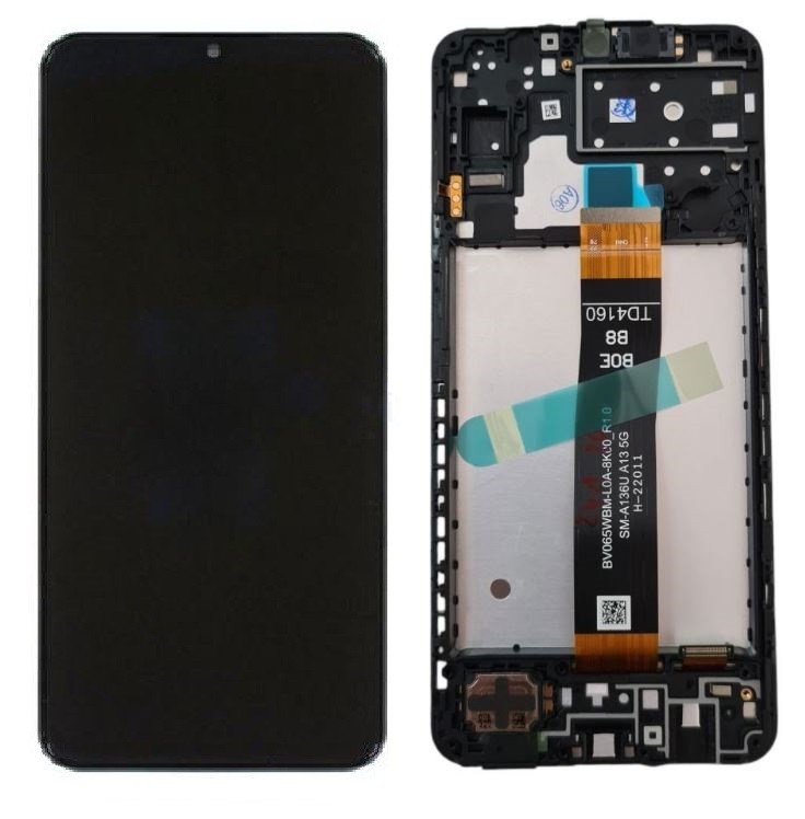 LCD screen Samsung A136 A13 5G koos touch screen ja frame Must original (service pack)