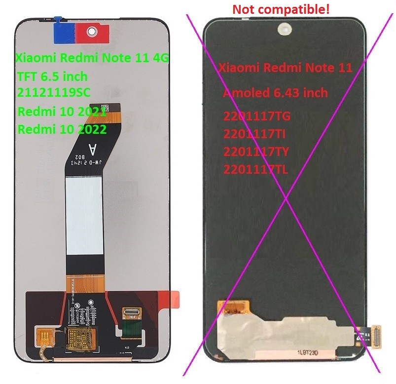 LCD screen Xiaomi Redmi 10 2021/Redmi 10 2022 koos touch screen Must ORG