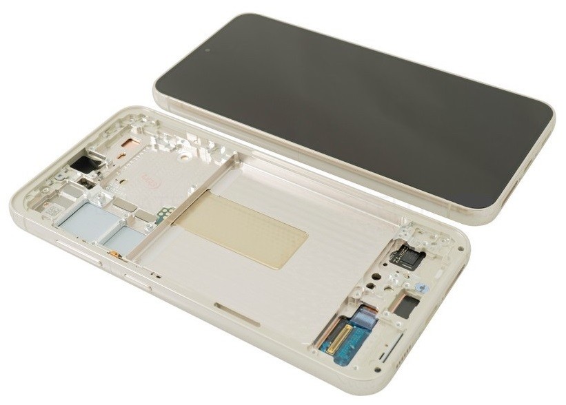 LCD screen Samsung S911 S23 5G koos touch screen ja frame Cream original (service pack)