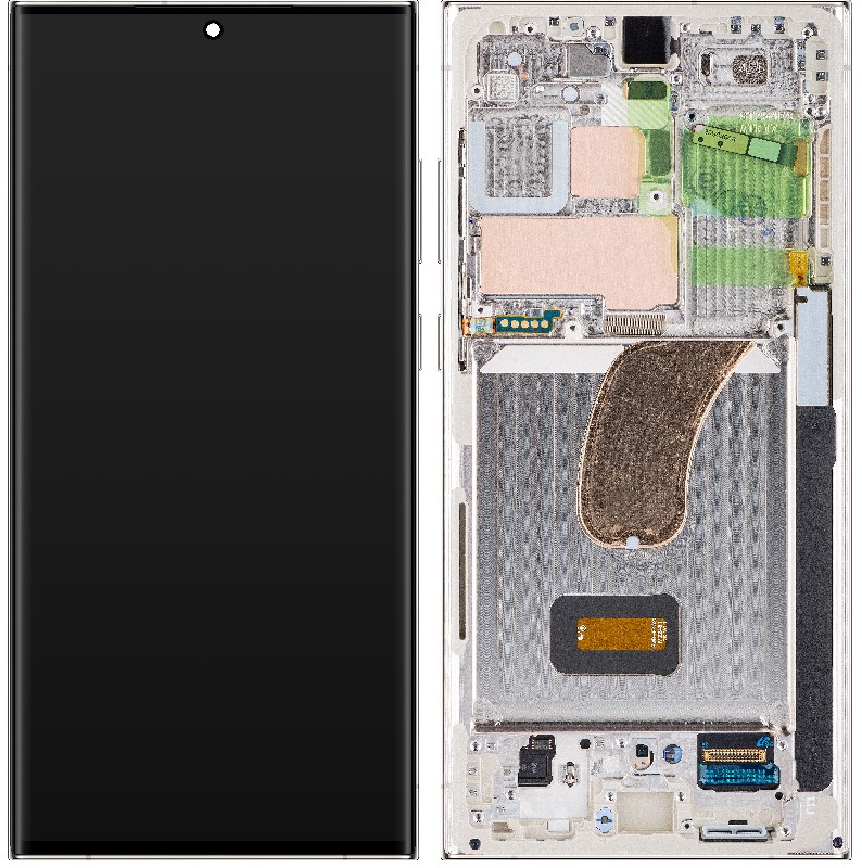 LCD ekraan Samsung S918 S23 Ultra 5G koos puutetundliku ekraani ja raamiga Cream originaal (hoolduspakett)