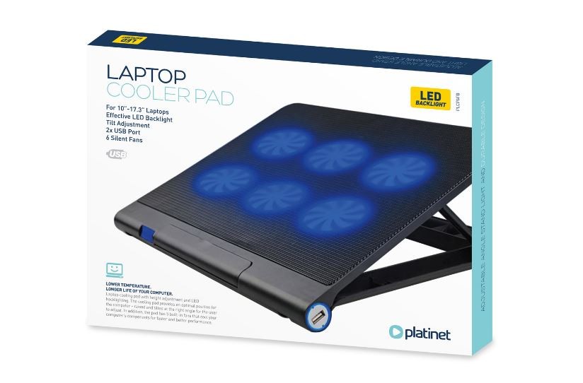 Platinet sülearvuti jahutusalus (6 ventilaatorit, 1200 p/min)
