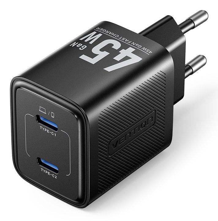 Vention FEFB0-EU 45W USB-C võrgulaadija 2 porti must