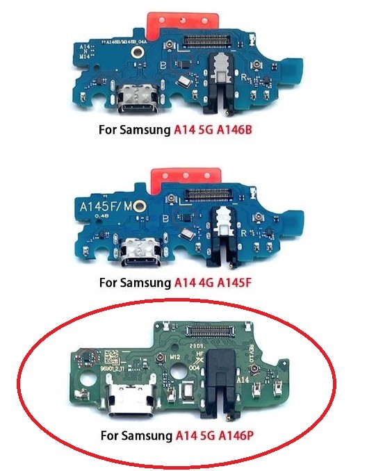 Flex Samsung A146P A14 5G 2023 jaoks plugin, microphone, headphone connector original (service pack)