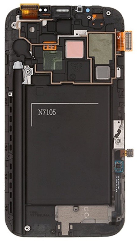 LCD ekraan Samsung N7100 Note 2 puuteekraani ja raamiga hall originaal (teenuspakett)