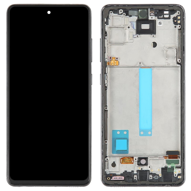 LCD ekraan Samsung A525/A526 A52 4G/5G 2021 puuteekraani ja raamiga Awesome Black OLED (tegeliku suurusega)
